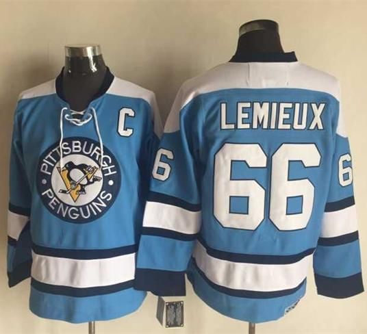 Penguins #66 Mario Lemieux Blue Alternate CCM Throwback Stitched NHL Jersey - Click Image to Close